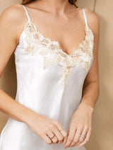 [Blanco] SilkSilky-ES 3/4 Sleeve V Neck Conjunto de camisón y bata 008