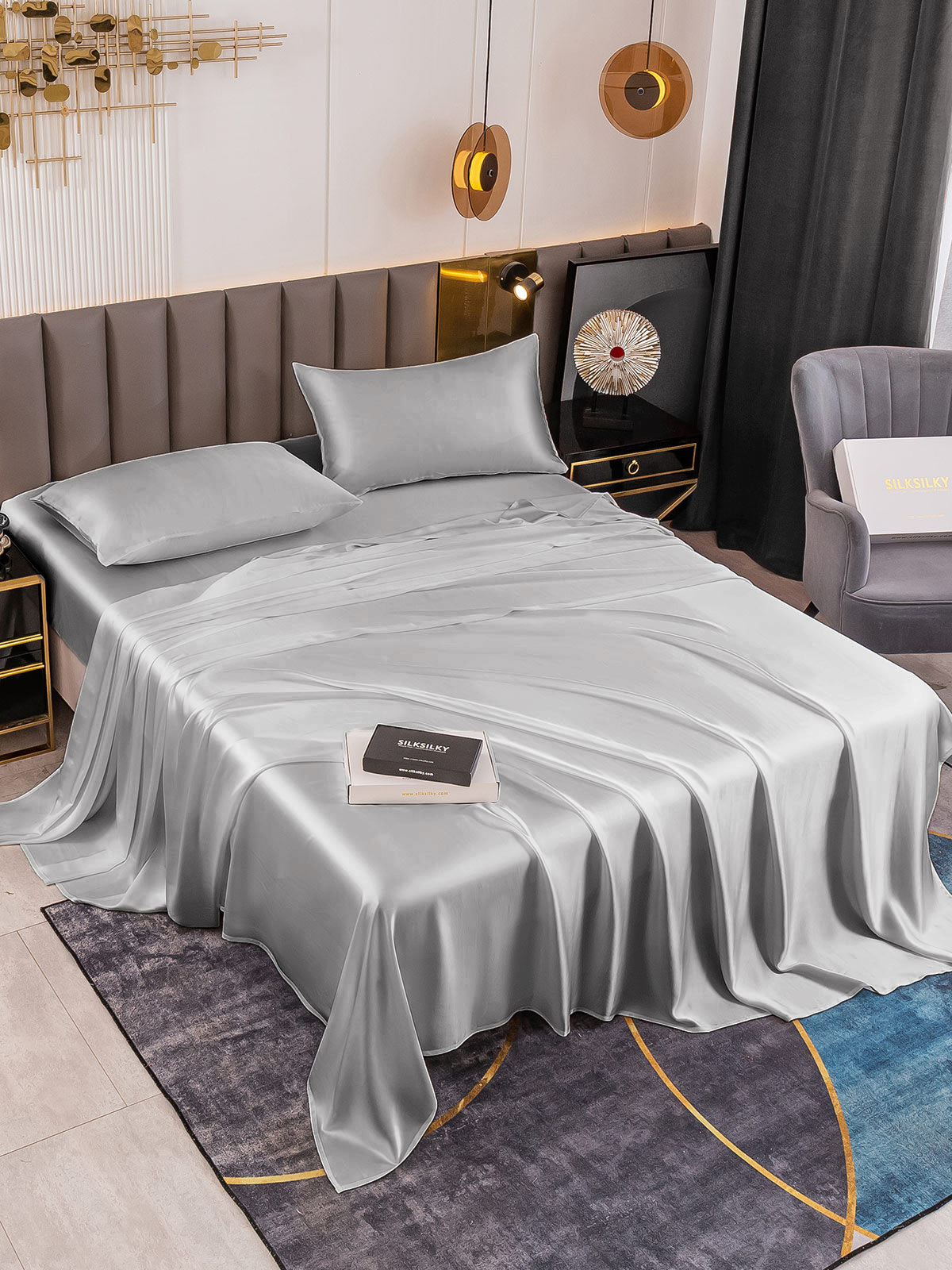 [Plata] SilkSilky-ES 19Momme Seda Pura Bedding Set 001