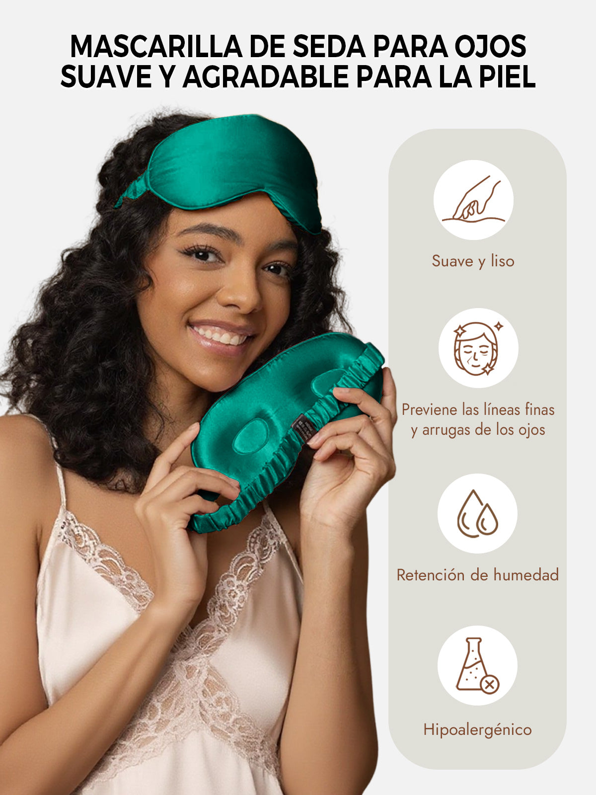 [Verde Oscuro] SilkSilky-ES Seda Pura Eye Mask 003