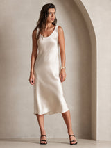 [Beige] SilkSilky-ES Sleeveless Vestido 005