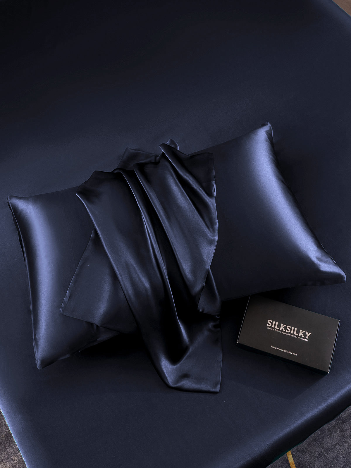 [Azul Oscuro] SilkSilky-ES 19Momme Seda Pura Pillowcase 006