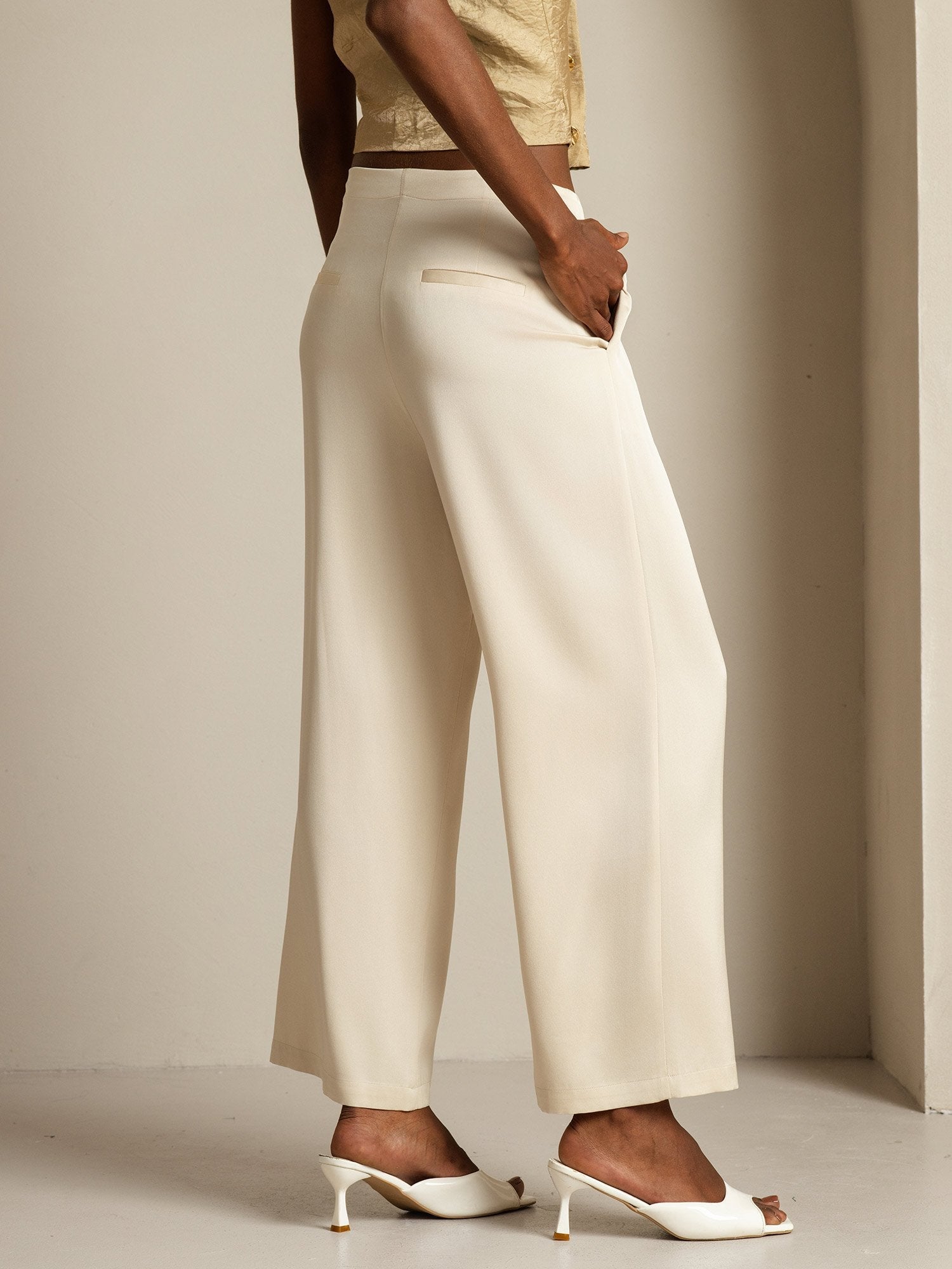 [Beige] SilkSilky-ES 19Momme Seda Womens Pants 006