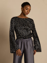 [Lunares] SilkSilky-ES 19Momme Seda Manga larga Blouse 004