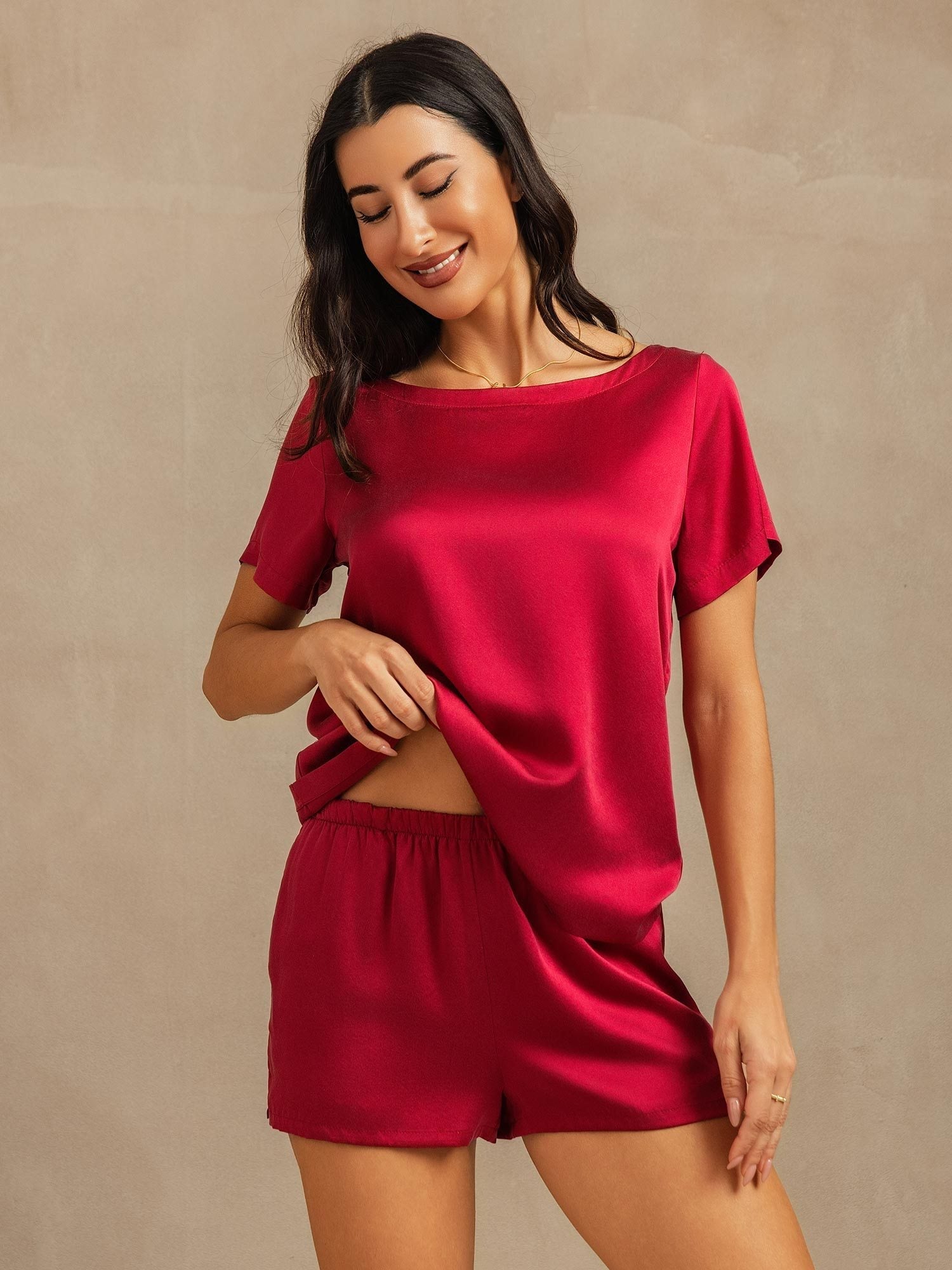 [Vino] SilkSilky-ES 19Momme Seda Womens Pajamas 008,