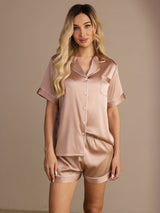 [Toscana] SilkSilky-ES Short Sleeve Lapel Collar Pijamas de mujer 005