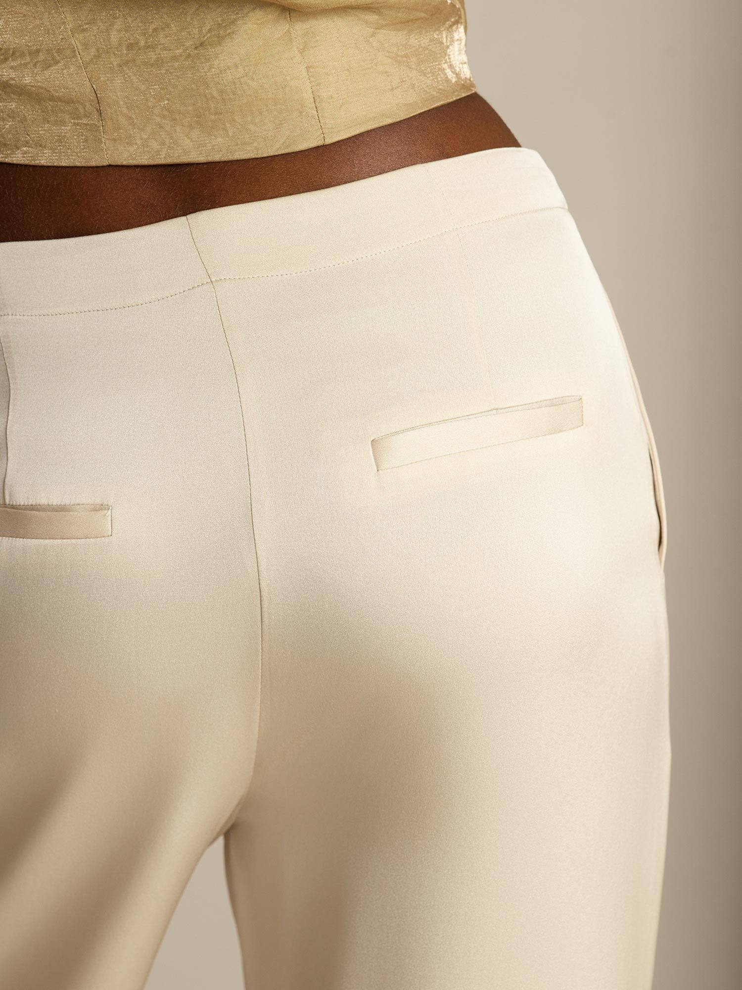 [Beige] SilkSilky-ES 19Momme Seda Womens Pants 005