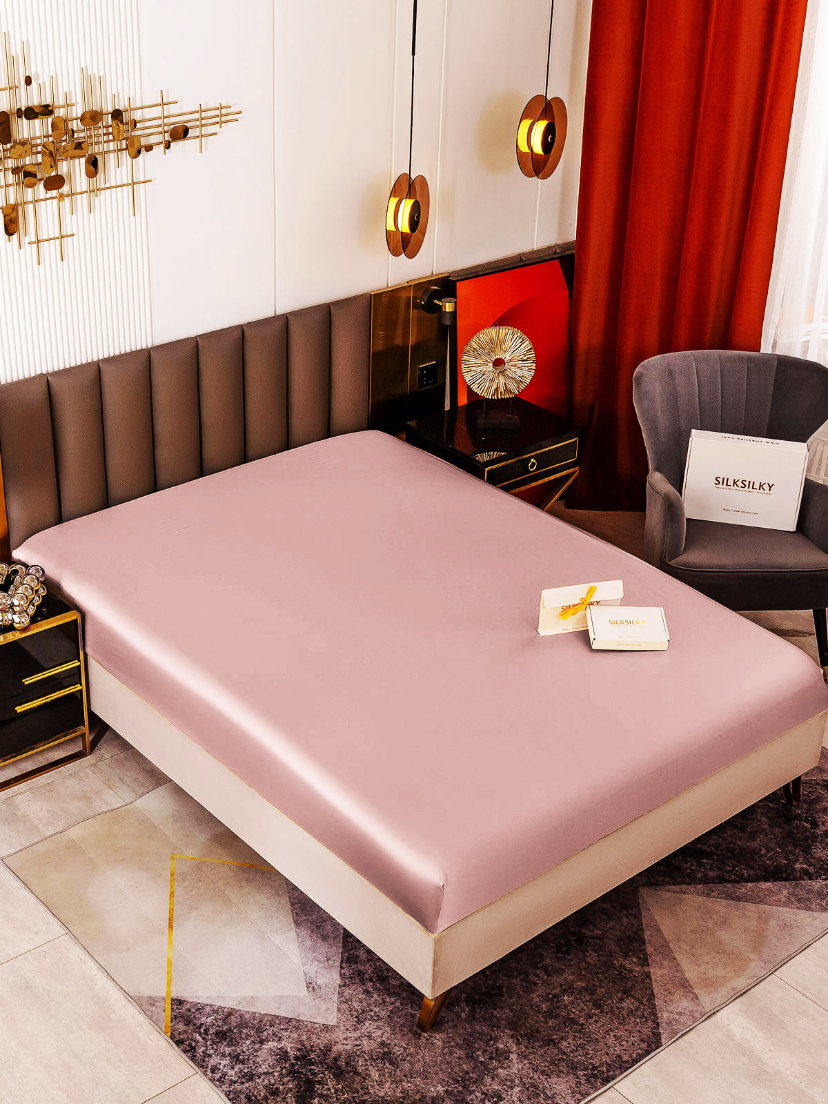 [Malva Pálido] SilkSilky-ES 19Momme Seda Pura Sheet 001