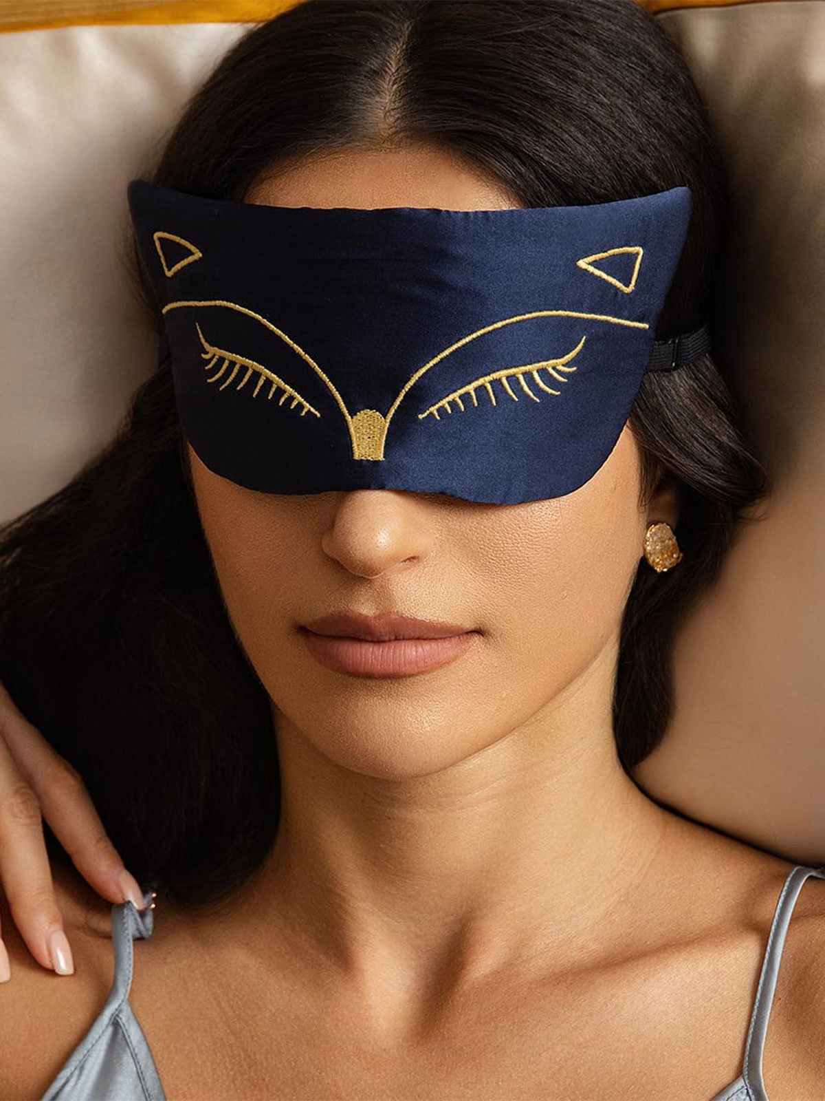 [Azul Oscuro] SilkSilky-ES Seda Pura Eye Mask 003
