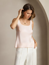[Rosa] SilkSilky-ES 19Momme Sin mangas Escote Cuchara Top de tirantes 002