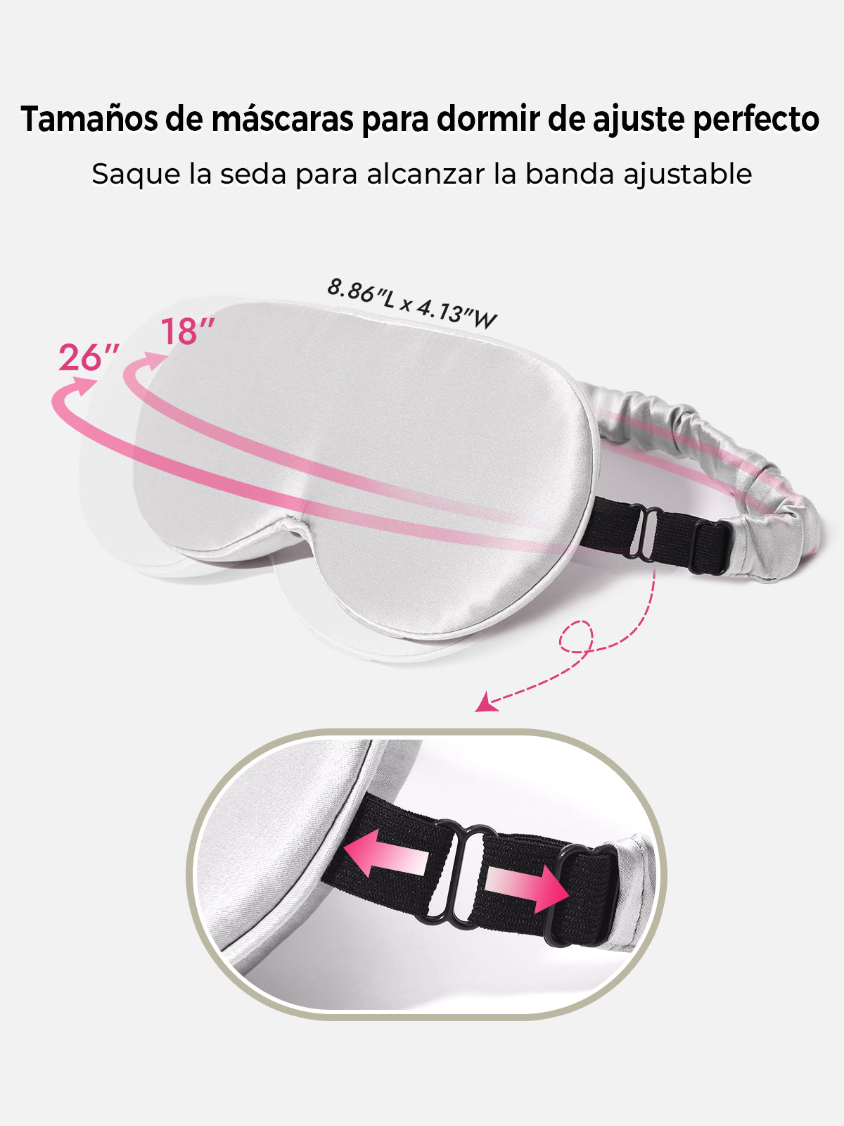[Gris Claro] SilkSilky-ES Seda Pura Eye Mask 004