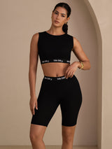 [Negro] SilkSilky-ES Sleeveless Crew Neck Top de tirantes 004