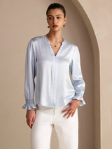 [Cielo Azul] SilkSilky-ES Long Sleeve Blusas 001