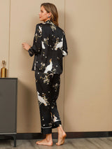 [Negro] SilkSilky-ES Seda Pura Womens Pajamas 002