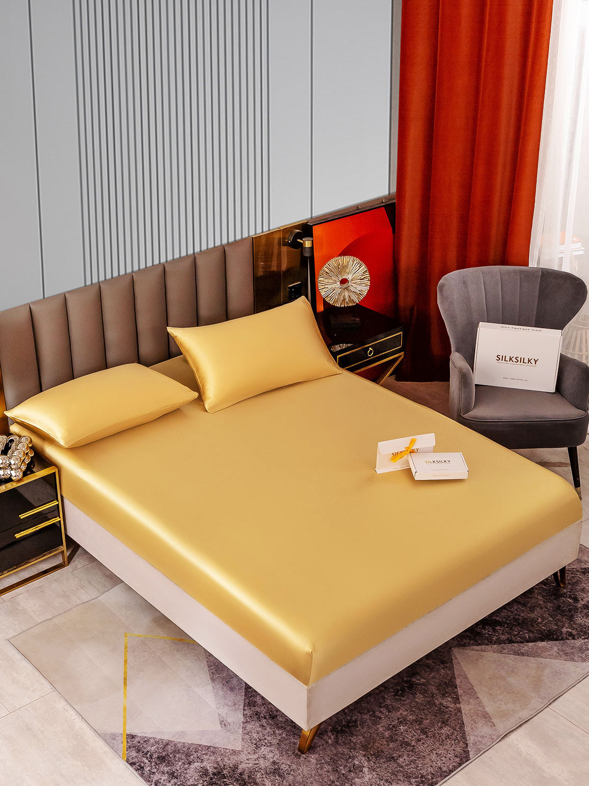 [Champán] SilkSilky-ES 22Momme Seda Pura Bedding Set 002