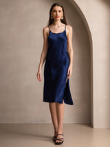 [Azul Oscuro] SilkSilky-ES Spaghetti Strap Vestido 003