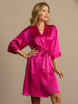 [Rosa Roja] SilkSilky-ES 3/4 Sleeve Bata de mujer 003