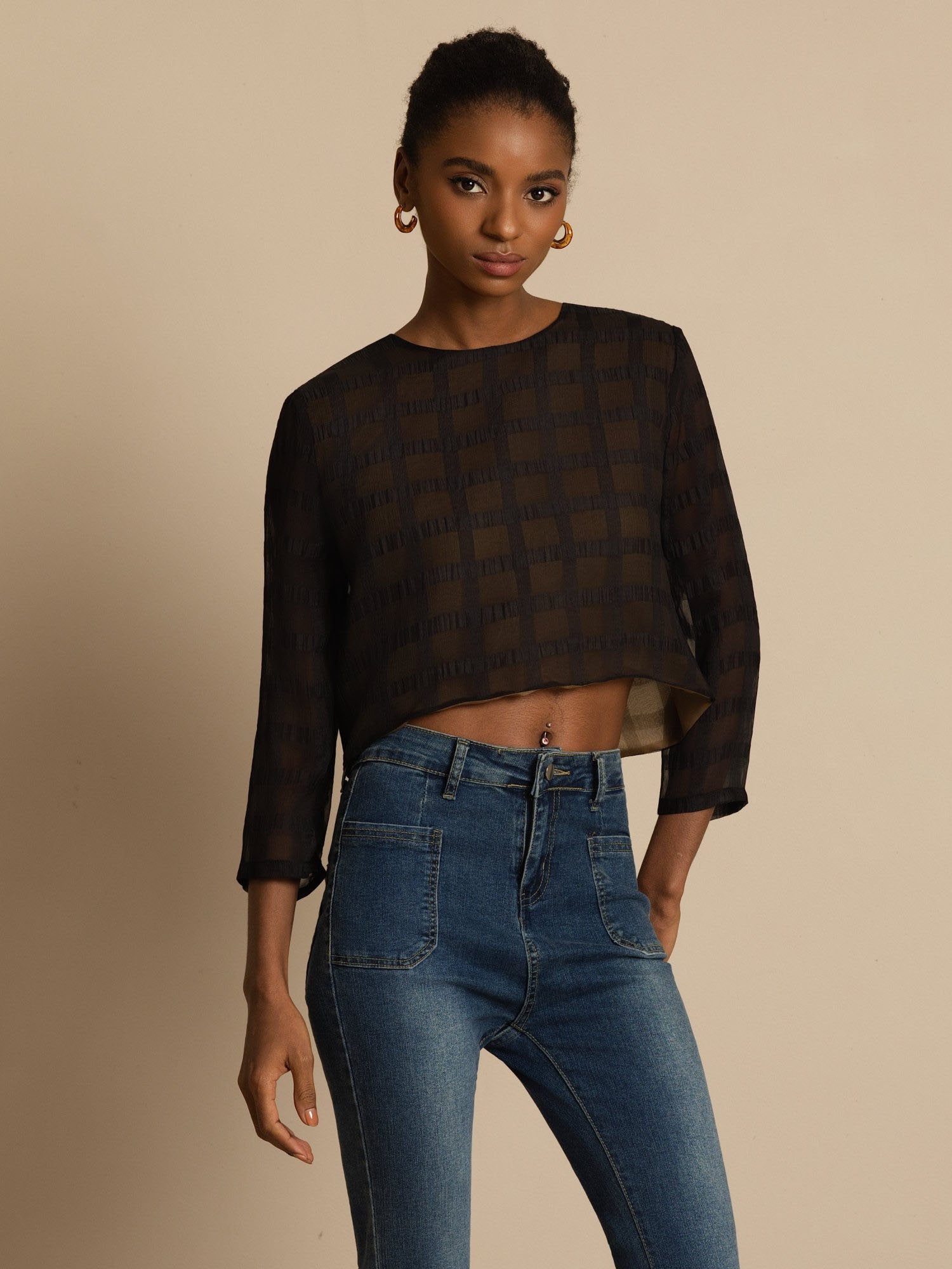 [Negro] SilkSilky-ES Blouse 001