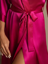 [Rosa Roja] SilkSilky-ES 3/4 Sleeve Bata de mujer 007