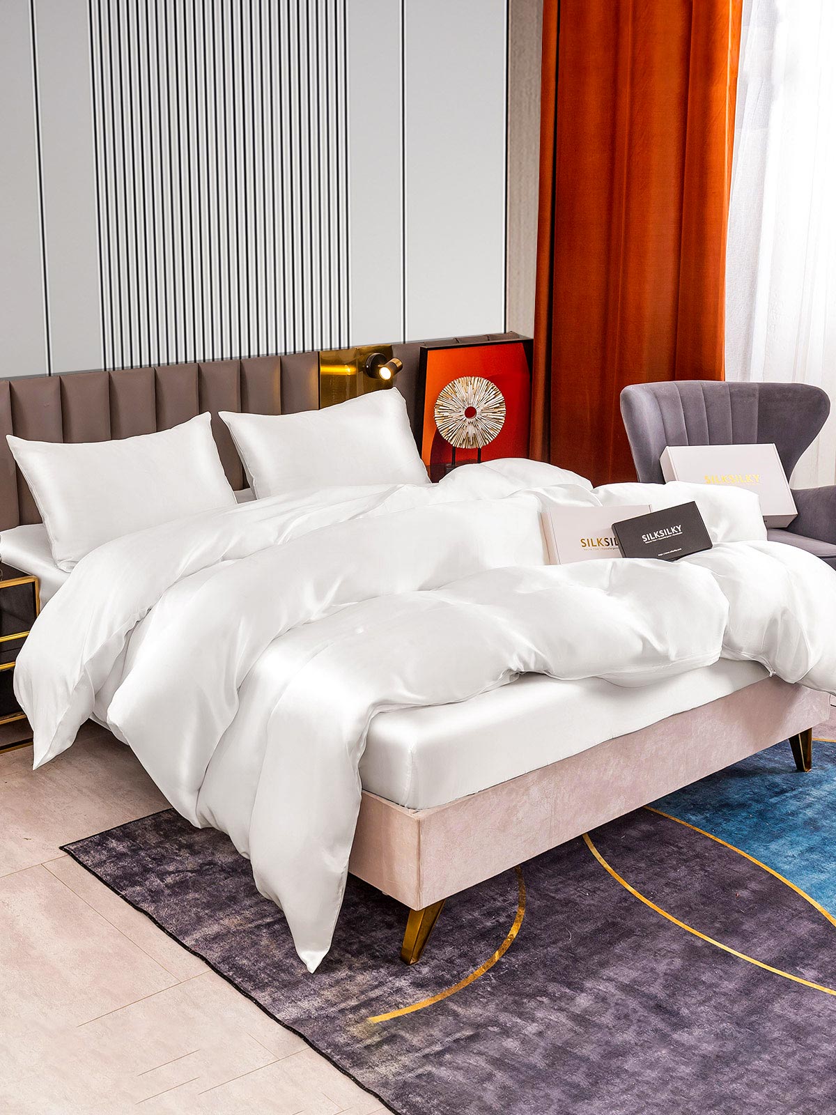 [Blanco] SilkSilky-ES 22Momme Seda Pura Bedding Set 003