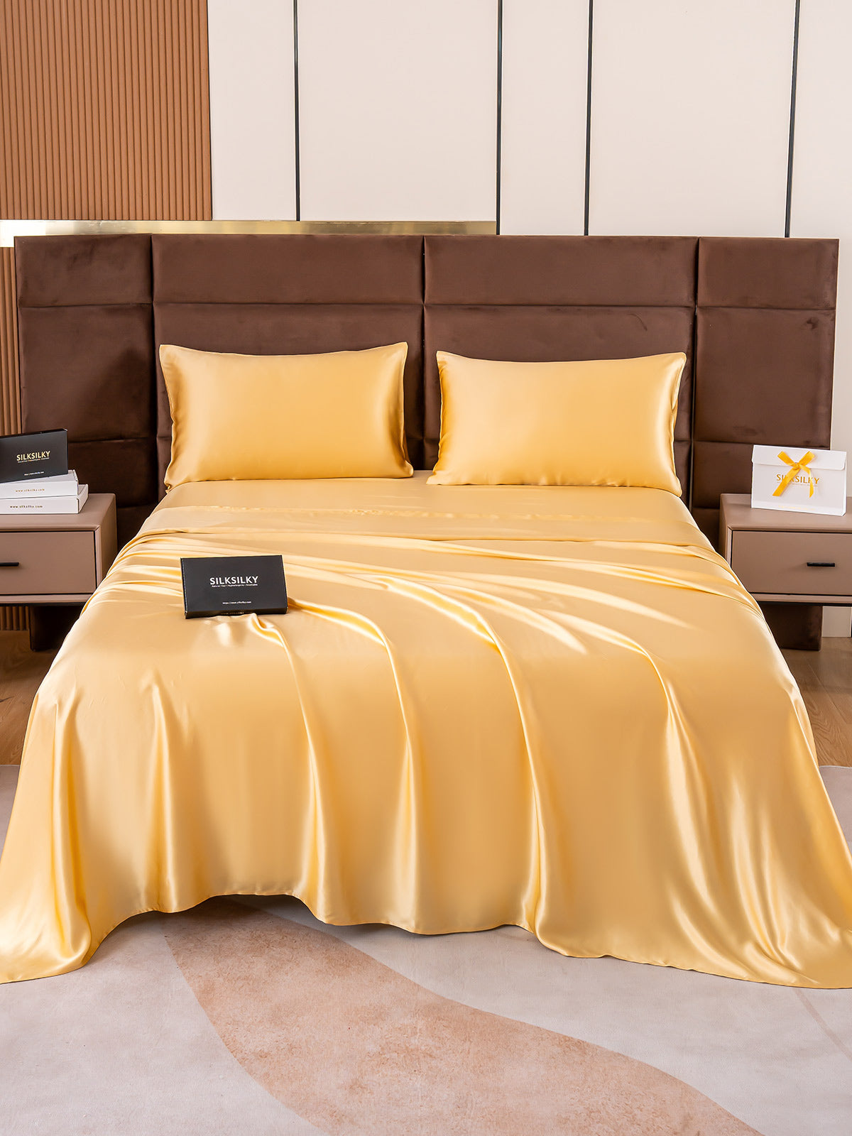 [Champán] SilkSilky-ES 19Momme Seda Pura Bedding Set 001