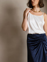 [Blanco] SilkSilky-ES Spaghetti Strap Top de tirantes 008