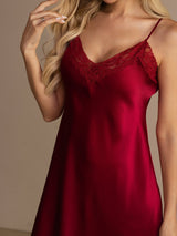 [Vino] SilkSilky-ES Spaghetti Strap V Neck Camisón 008