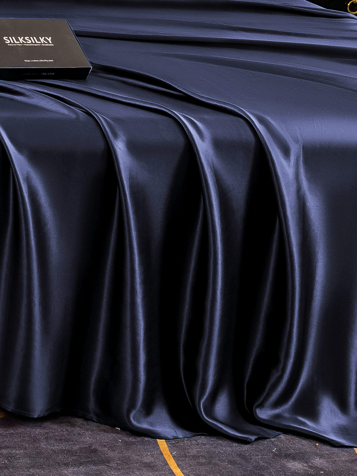 [Azul Oscuro] SilkSilky-ES 25Momme Seda Pura Sheet 005