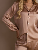 [Toscana] SilkSilky-ES Long Sleeve Lapel Collar Pijamas de mujer 004