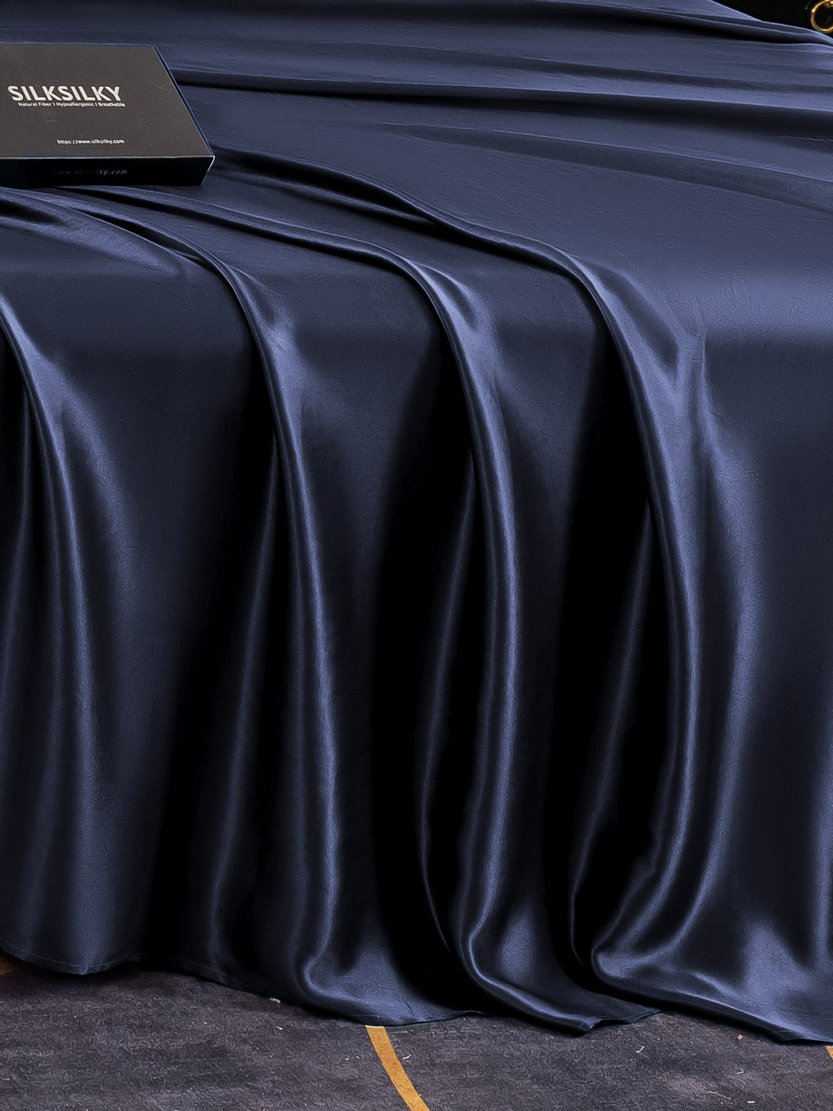 [Azul Oscuro] SilkSilky-ES 19Momme Seda Pura Sheet 005