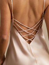 [Rosa] SilkSilky-ES Spaghetti Strap V Neck Camisón 005