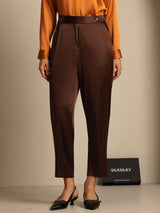[Chocolate Negro] SilkSilky-ES 19Momme Seda Womens Pants 005