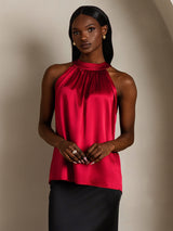 [Vino] SilkSilky-ES Sleeveless Halter Camisetas de Mujer 006