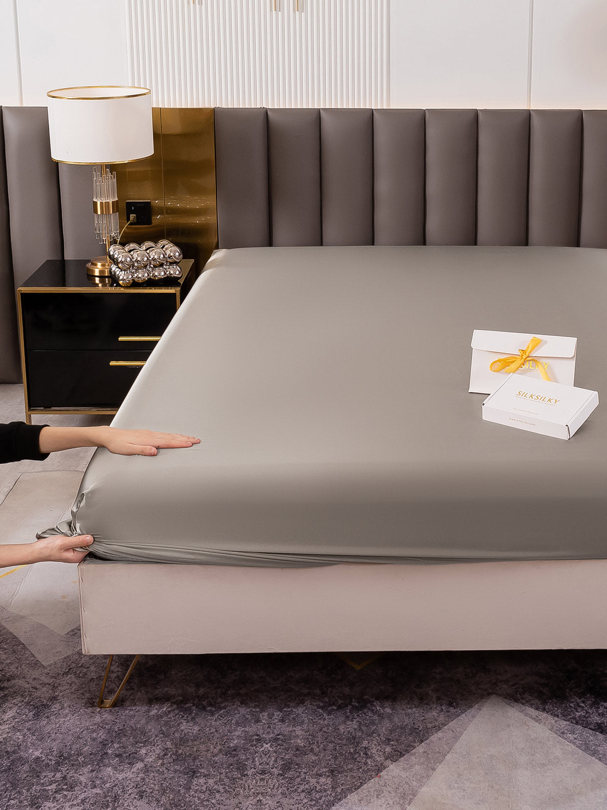 [Gris] SilkSilky-ES 19Momme Seda Pura Sheet 005