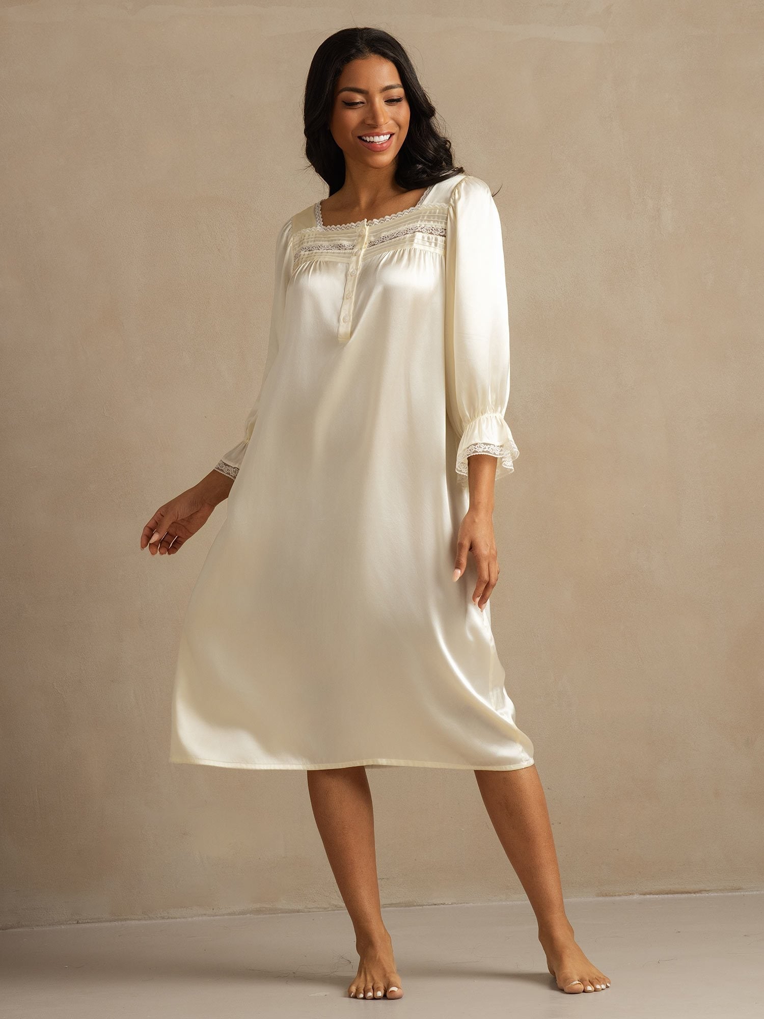 [Blanco] SilkSilky-ES Seda Pura Nightgown 007