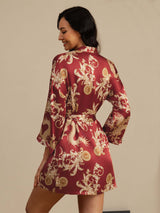 [Dragón Vino] SilkSilky-ES 3/4 Sleeve Bata de mujer 002