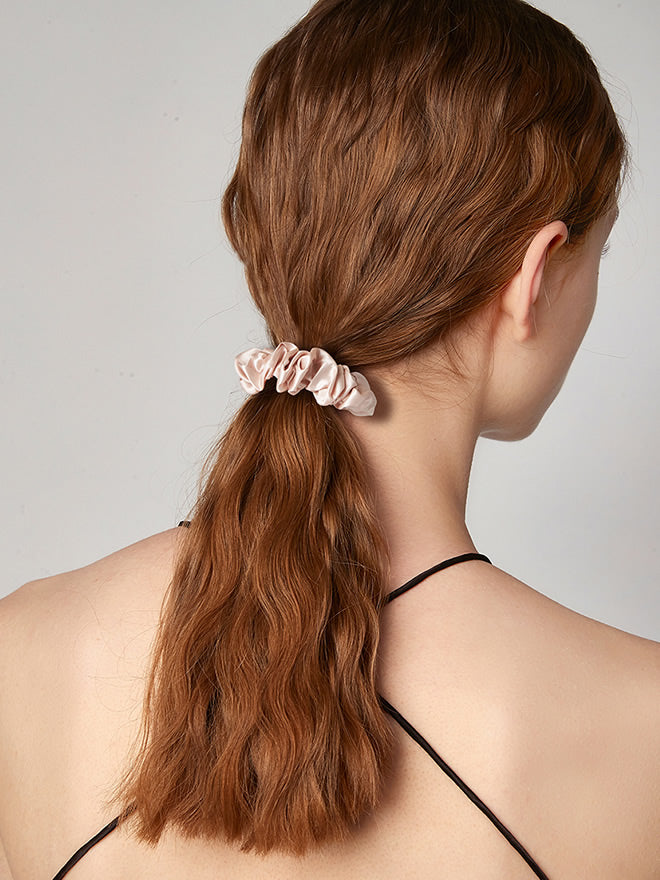 [Rosa Claro] SilkSilky-ES 19Momme Seda Pura Scrunchie 005