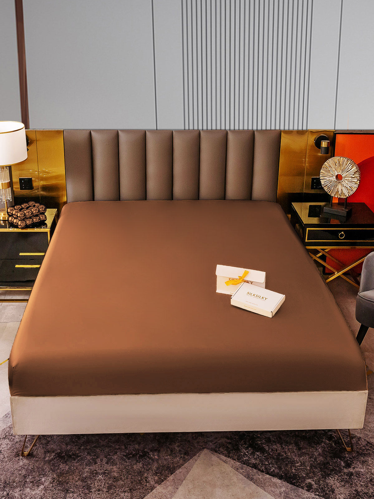 [Café] SilkSilky-ES 22Momme Seda Pura Sheet 001