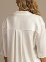 [Blanco] SilkSilky-ES 19Momme A metà Cuello de Muesca Pijamas de mujer 004