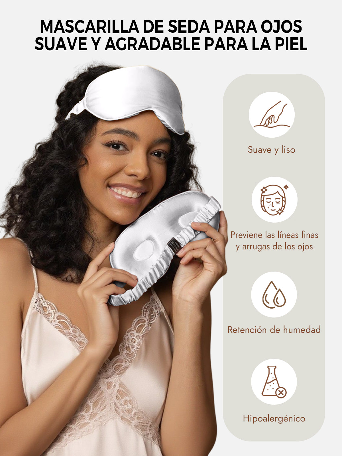 [Gris Claro] SilkSilky-ES Seda Pura Eye Mask 003