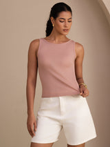 [Rosa] SilkSilky-ES Sleeveless Round Neck Top de tirantes 001