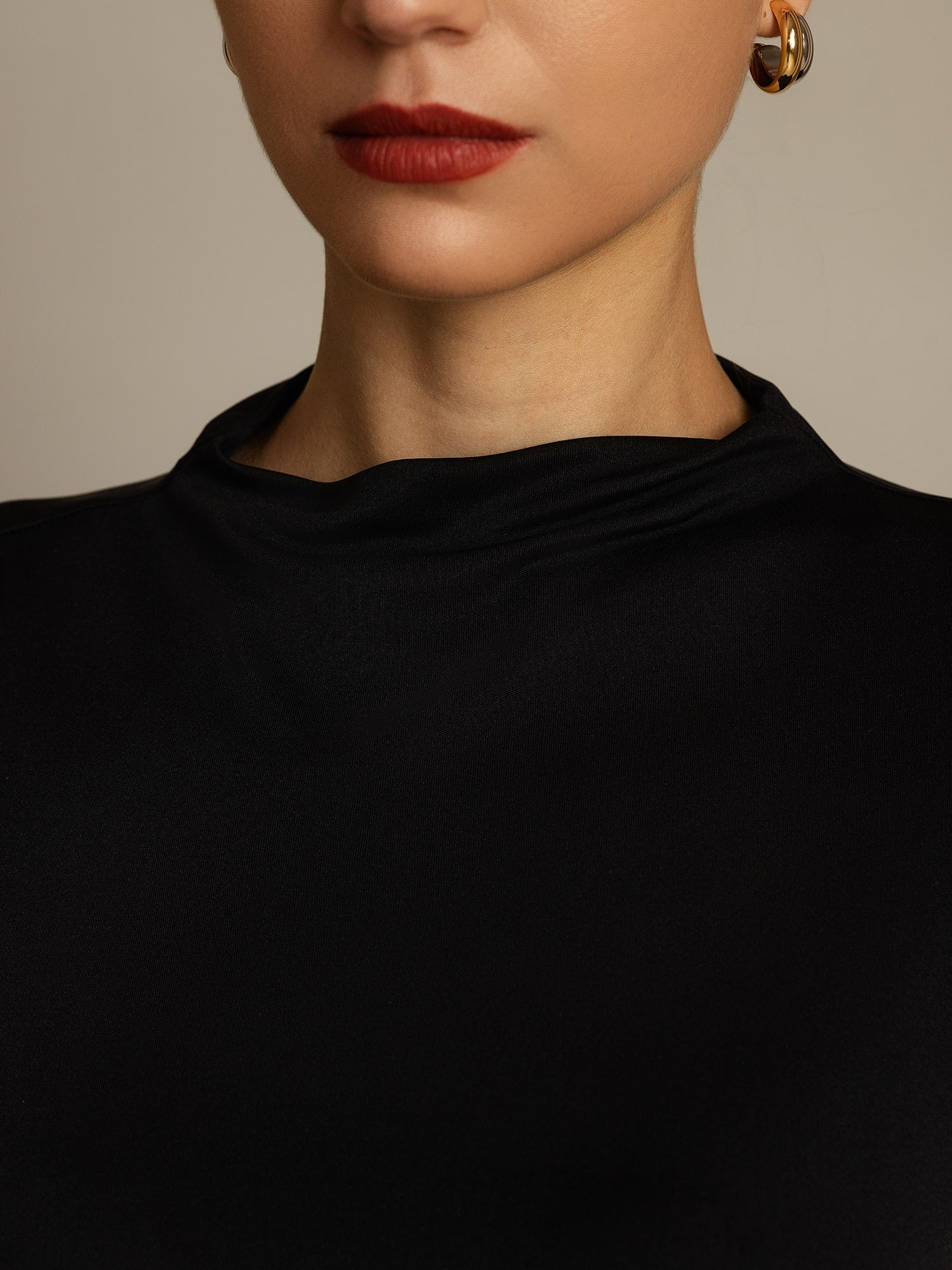 [Negro] SilkSilky-ES Seda Pura Cuello Camisero Camisetas de Mujer 004