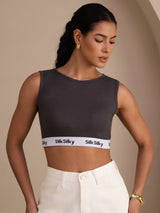 [Gris] SilkSilky-ES Sleeveless Crew Neck Top de tirantes 001