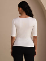 [Blanco] SilkSilky-ES Half Sleeve Camisetas de Mujer 002