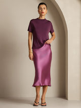 [Púrpura] SilkSilky-ES Short Sleeve Camisetas de Mujer 007
