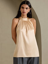 [Champán] SilkSilky-ES Sleeveless Halter Camisetas de Mujer 003