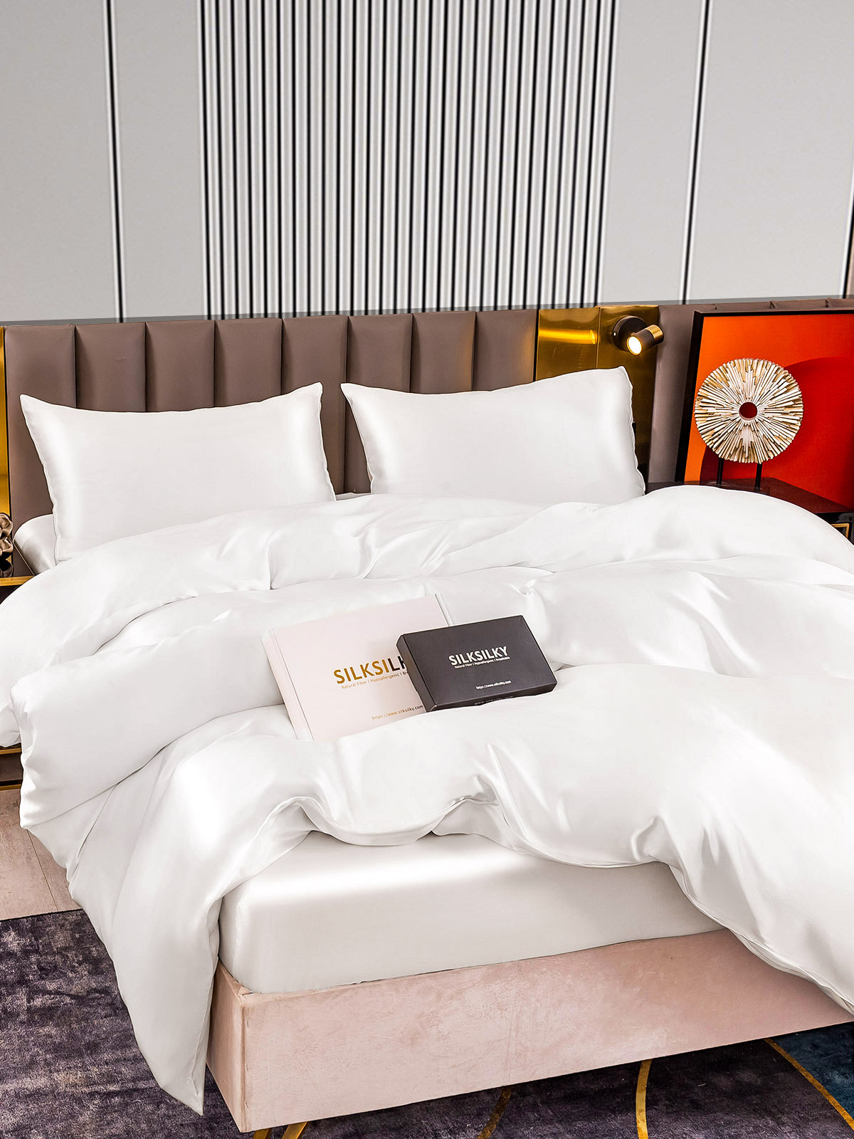 [Blanco] SilkSilky-ES 22Momme Seda Pura Bedding Set 005