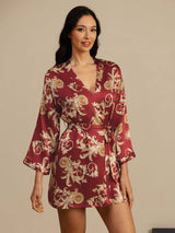 [Dragón Vino] SilkSilky-ES 3/4 Sleeve Bata de mujer 004