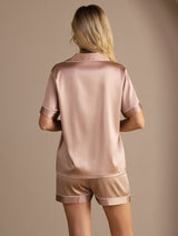 [Toscana] SilkSilky-ES Short Sleeve Lapel Collar Pijamas de mujer 002