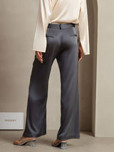 [Gris Oscuro] SilkSilky-ES 19Momme Seda Womens Pants 002,