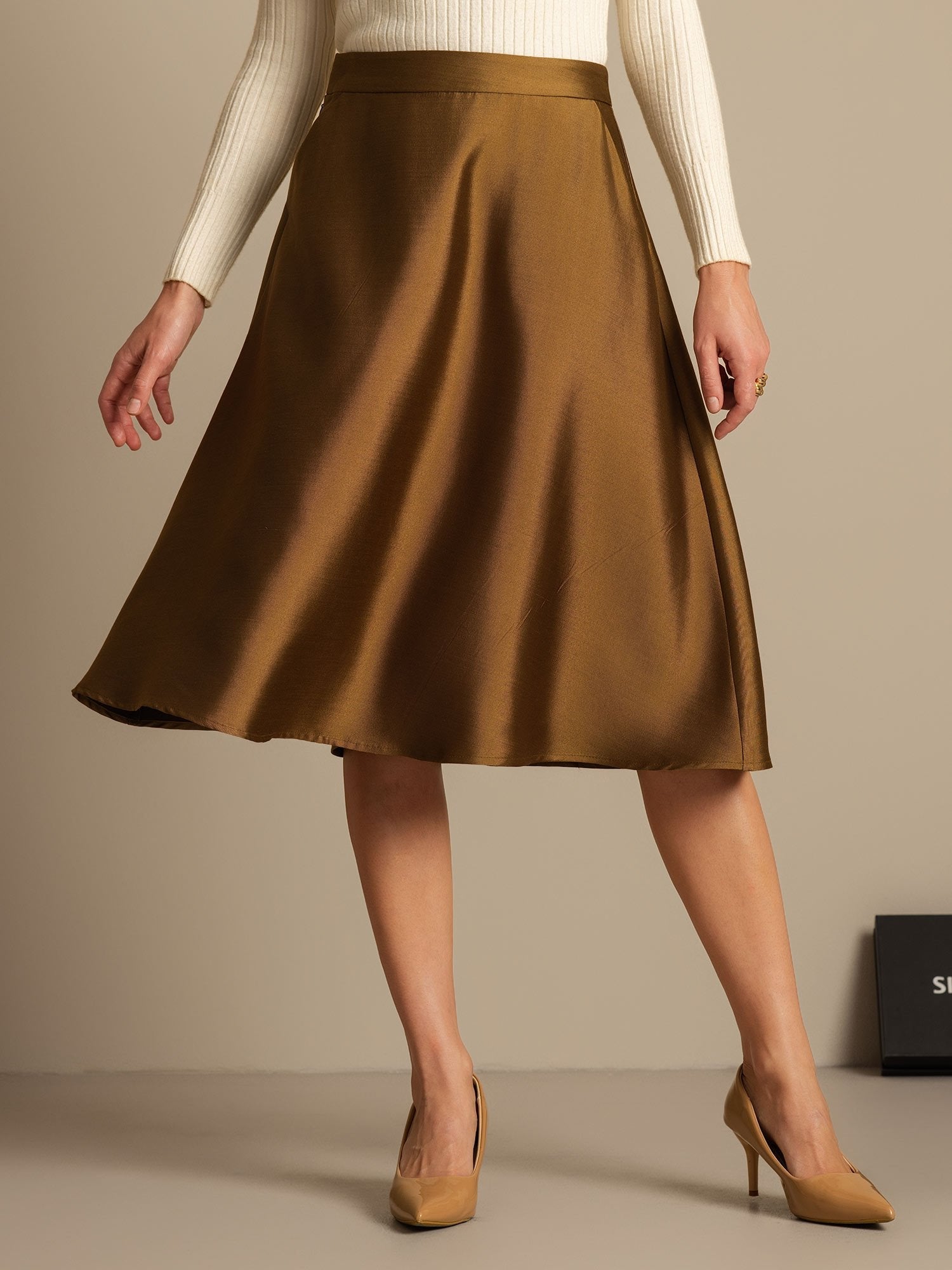 [Bronce] SilkSilky-ES 32Momme Silk-Wool Blend Skirt 003,